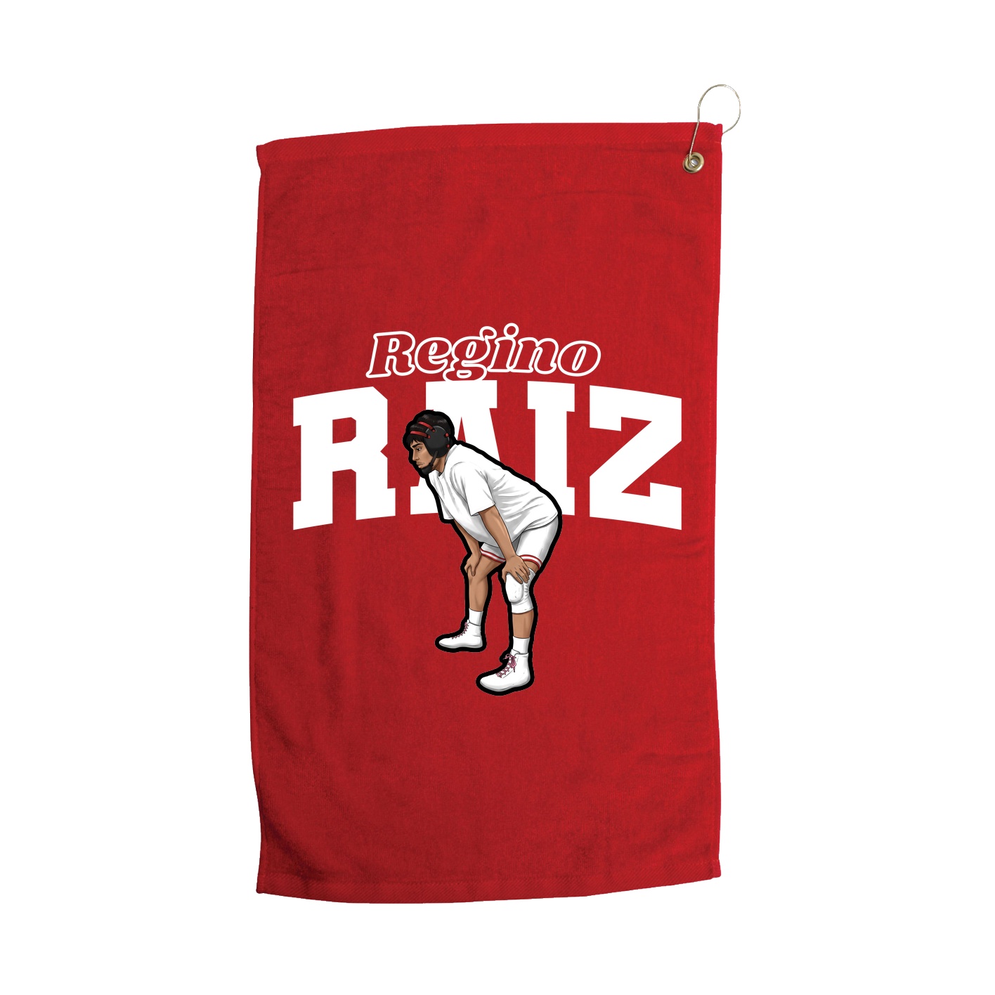 Golf Towel — Name Arch in Red