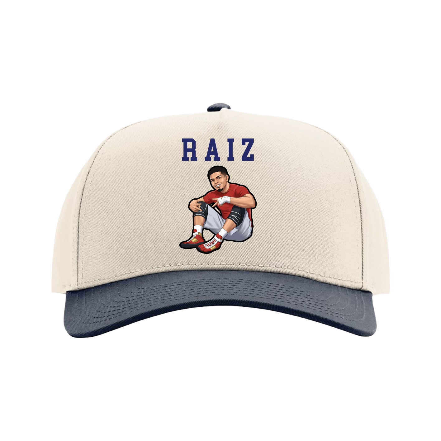 Full Fabric Five-Panel Champ Cap — Shirsey in Cream/Navy