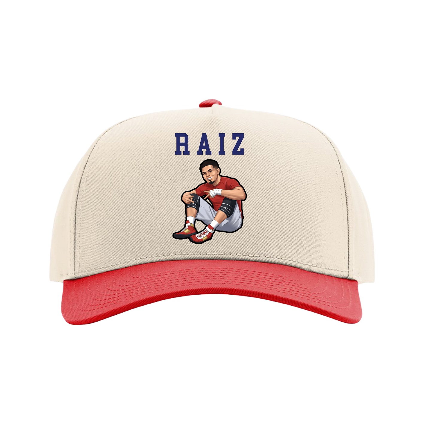 Full Fabric Five-Panel Champ Cap — Shirsey in Cream/Red