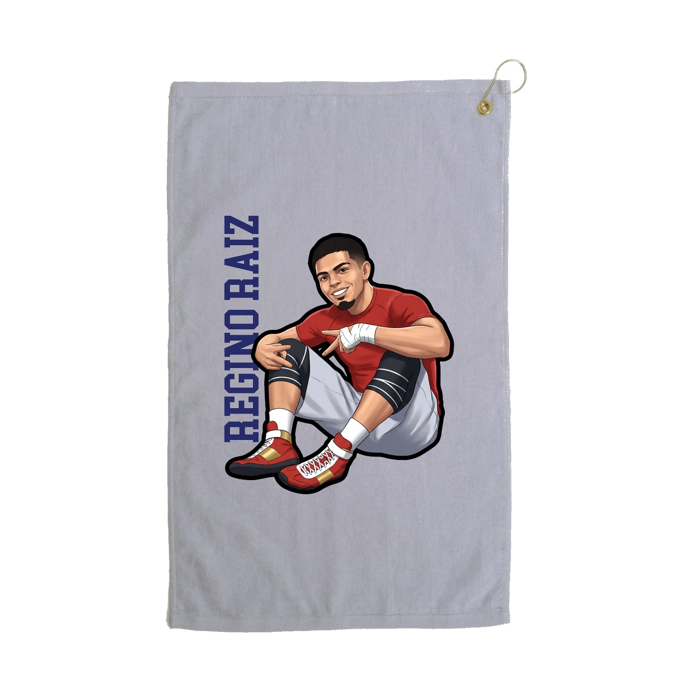 Golf Towel — Name Vertical in Grey
