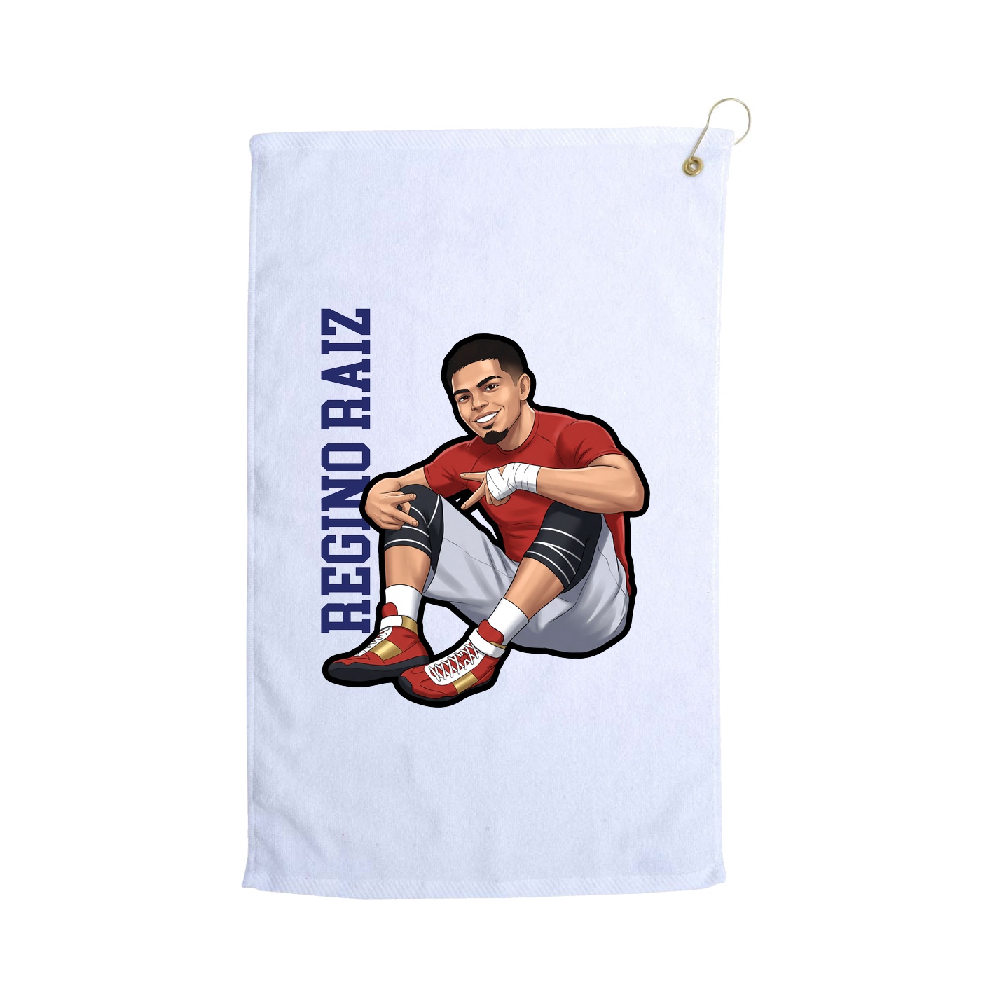 Golf Towel — Name Vertical in White