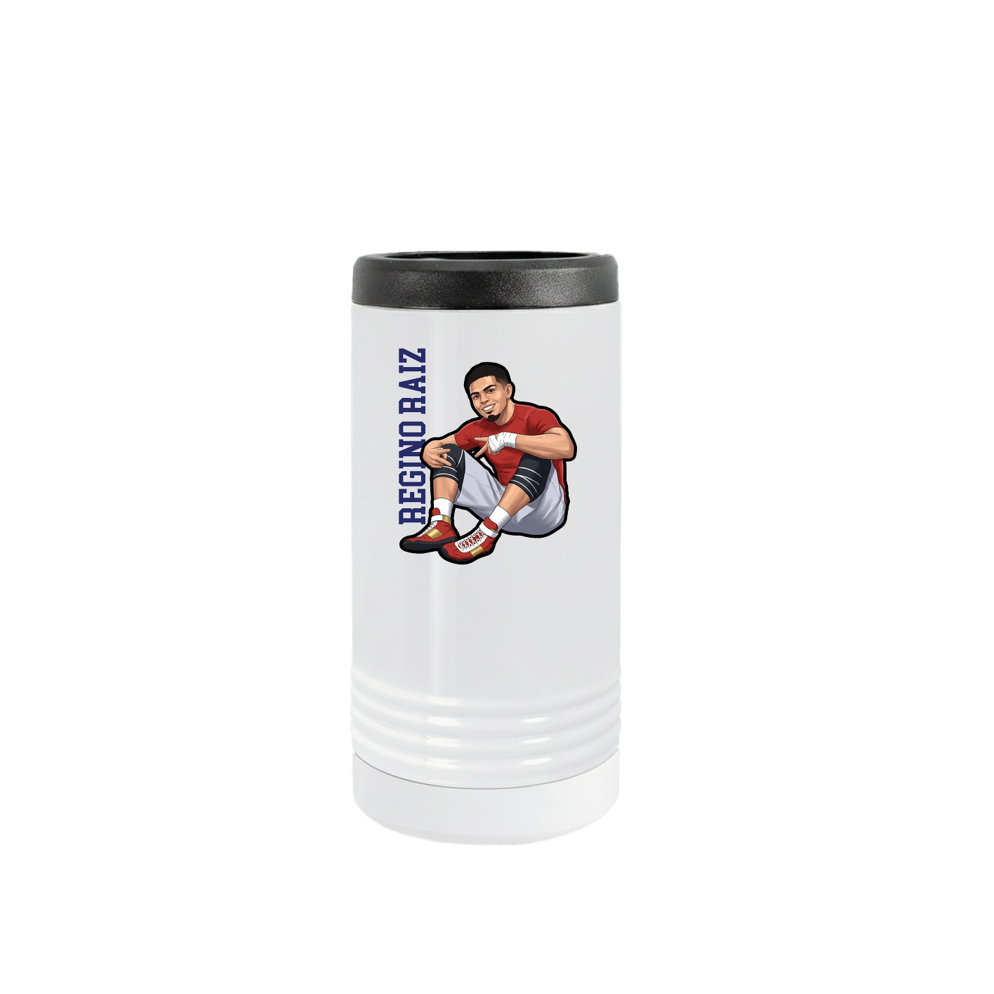 Slim Beverage Holder — Name Vertical in White