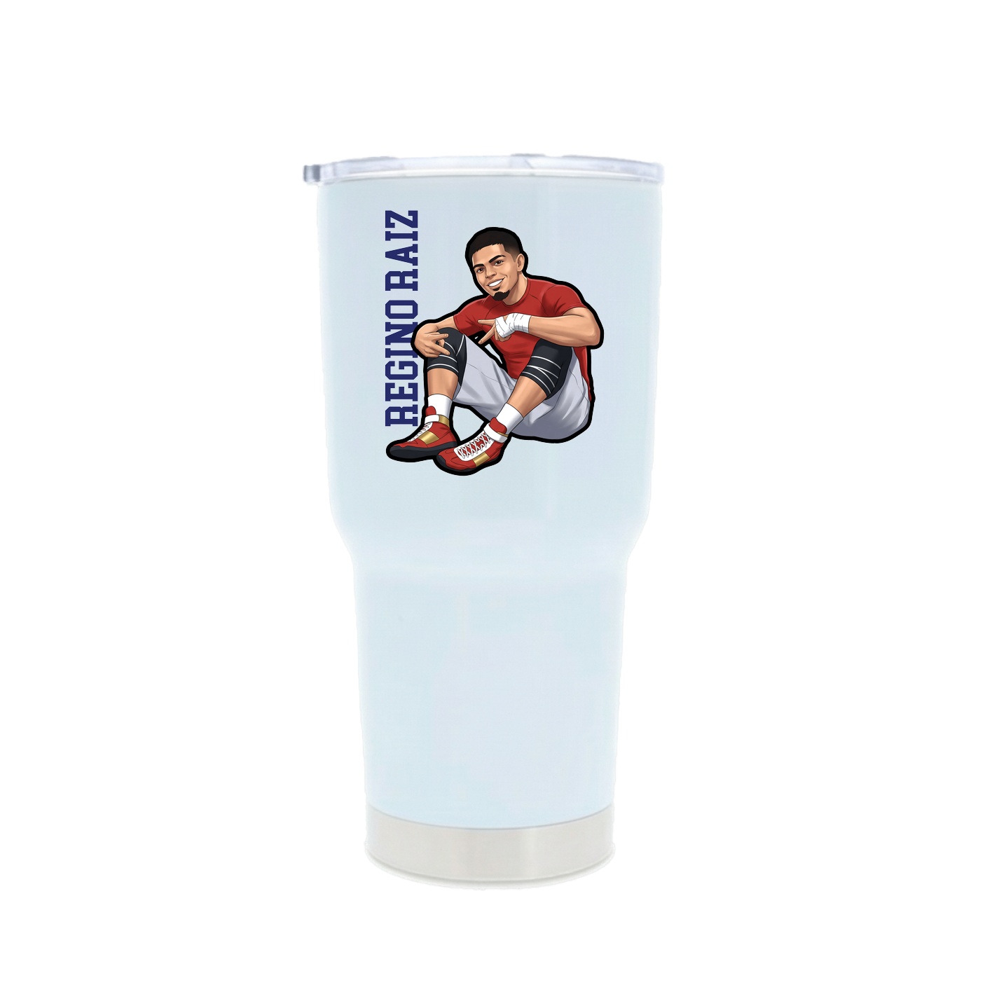 30oz Stainless Steel Tumbler — Name Vertical in White