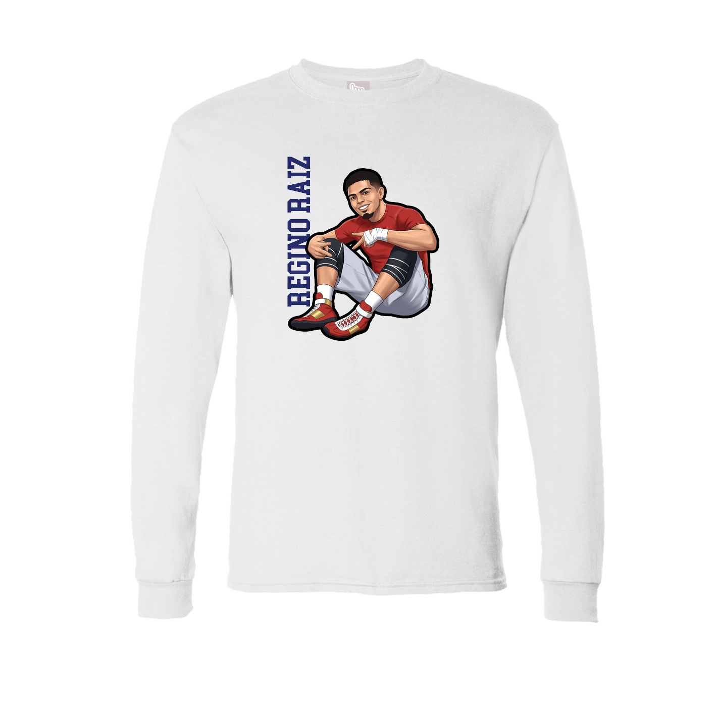 Long Sleeve Tee — Name Vertical in White