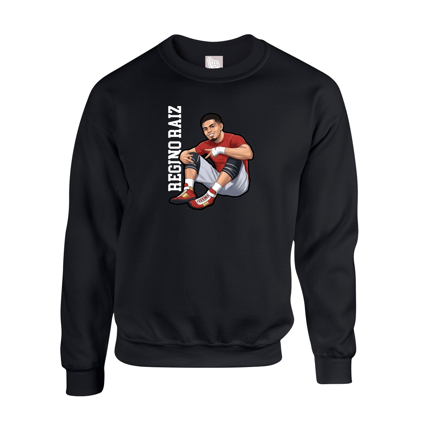 Fleece Crew — Name Vertical in Black