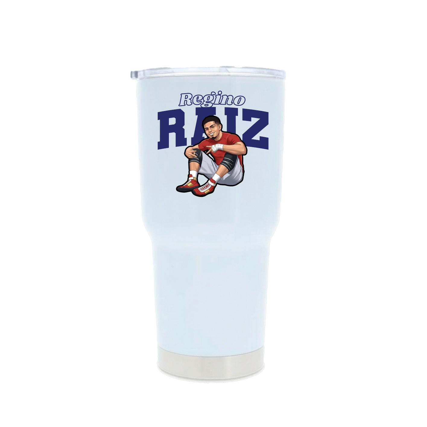 30oz Stainless Steel Tumbler — Name Arch in White