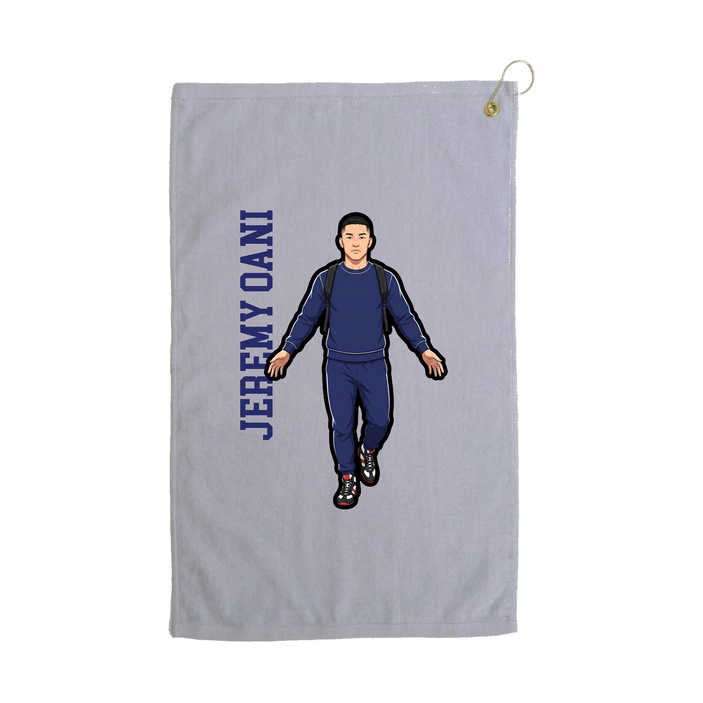 Golf Towel — Name Vertical in Grey