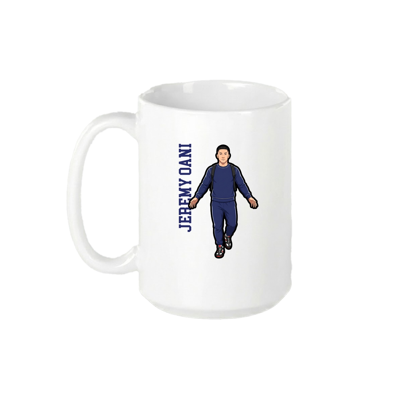 15oz Coffee Mug — Name Vertical in White