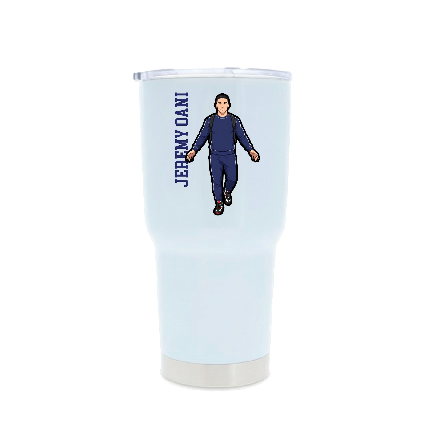 30oz Stainless Steel Tumbler — Name Vertical in White