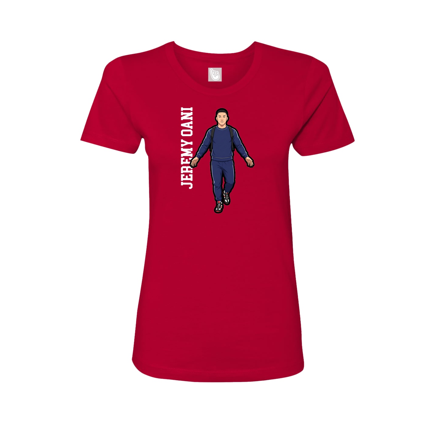Fitted Women's Tee — Name Vertical in Red