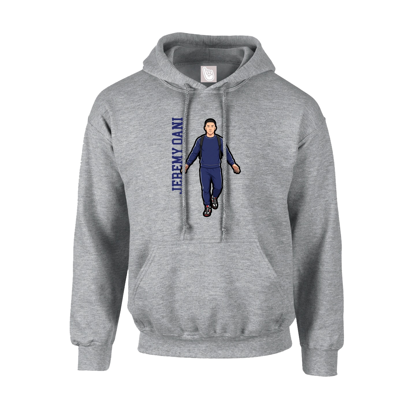 Hoodie — Name Vertical in Grey