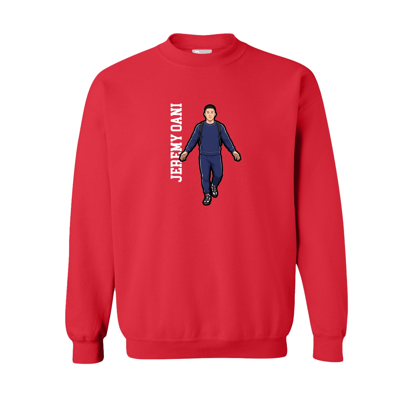Fleece Crew — Name Vertical in Red