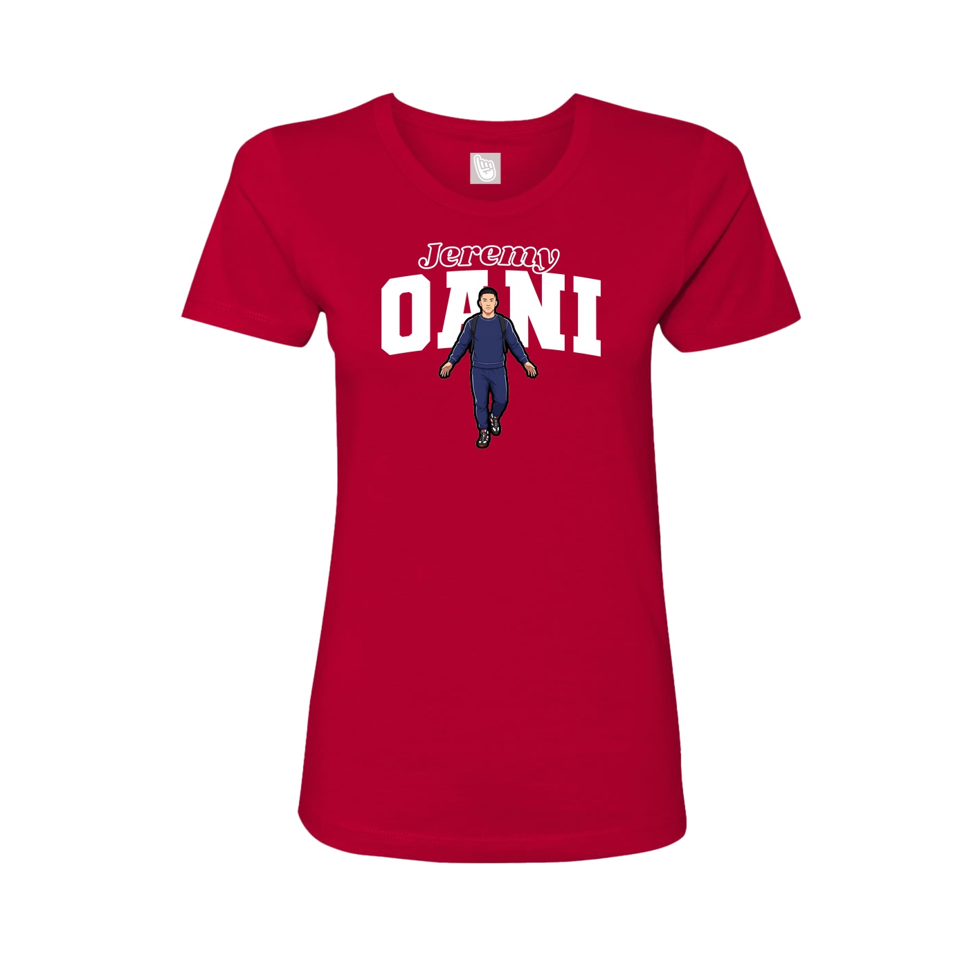 Fitted Women's Tee — Name Arch in Red