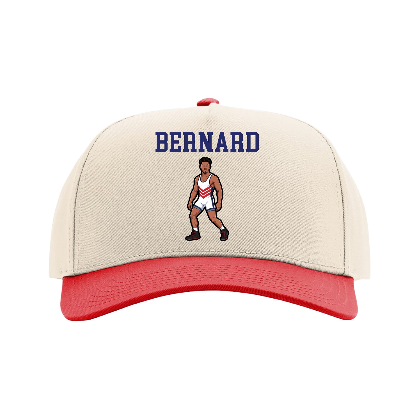 Full Fabric Five-Panel Champ Cap — Shirsey in Cream/Red