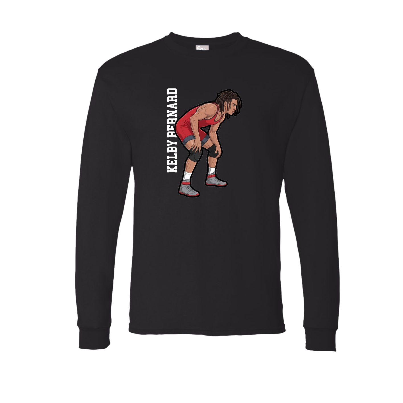 Long Sleeve Tee — Name Vertical in Black