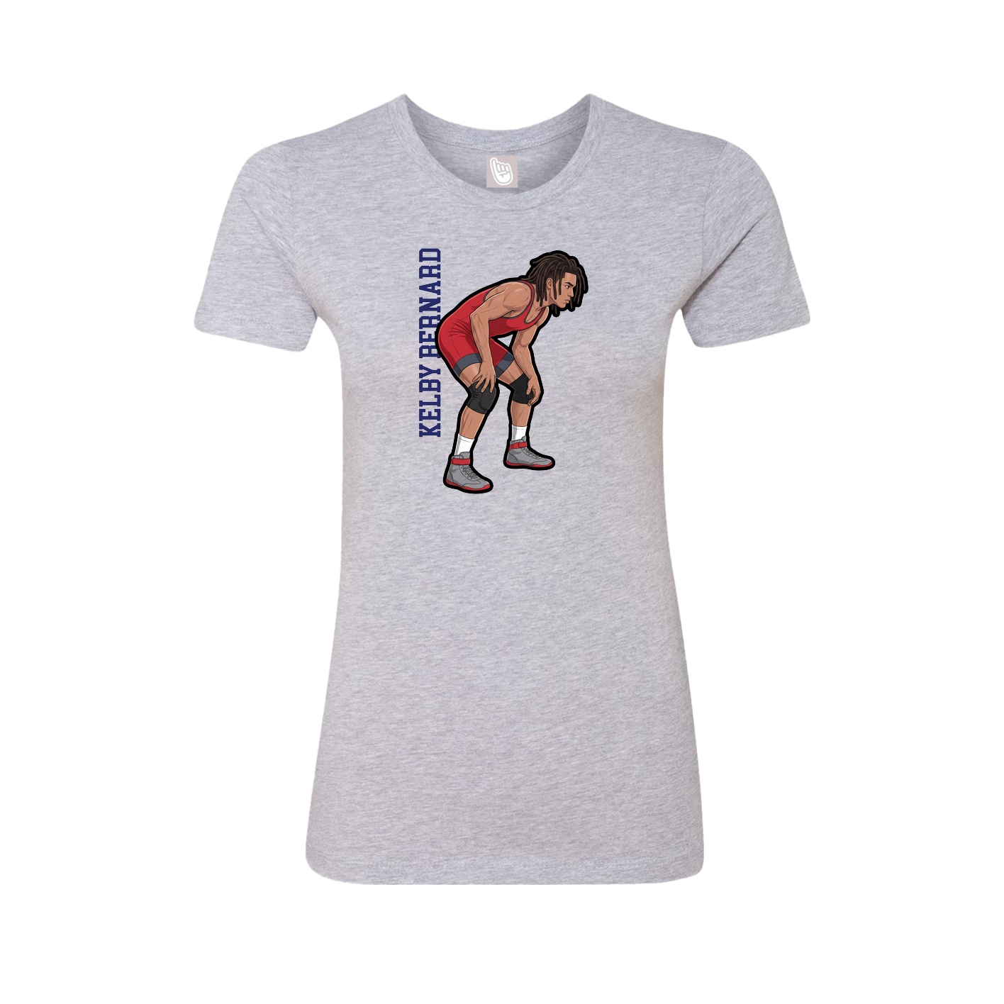 Fitted Women's Tee — Name Vertical in Grey
