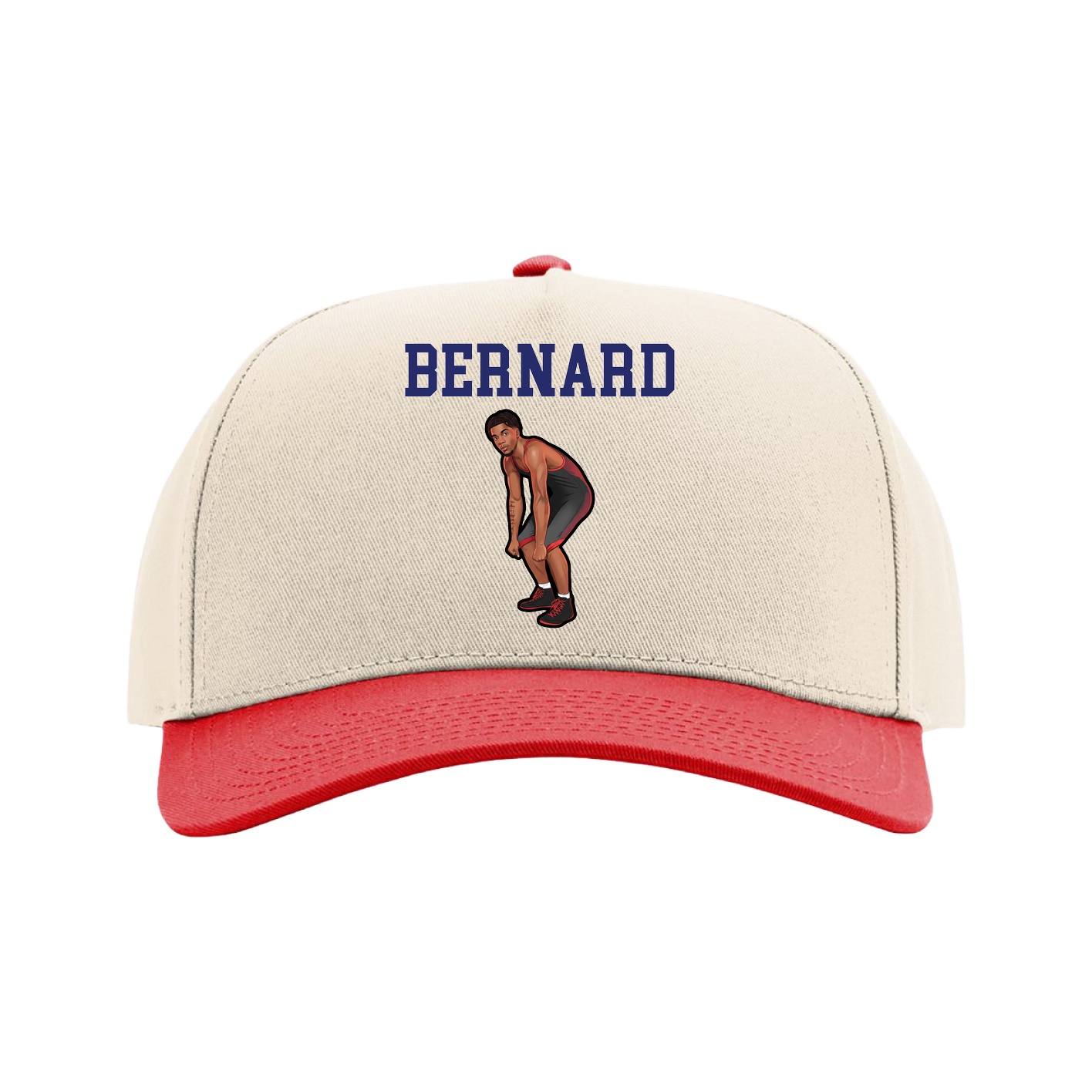 Full Fabric Five-Panel Champ Cap — Shirsey in Cream/Red