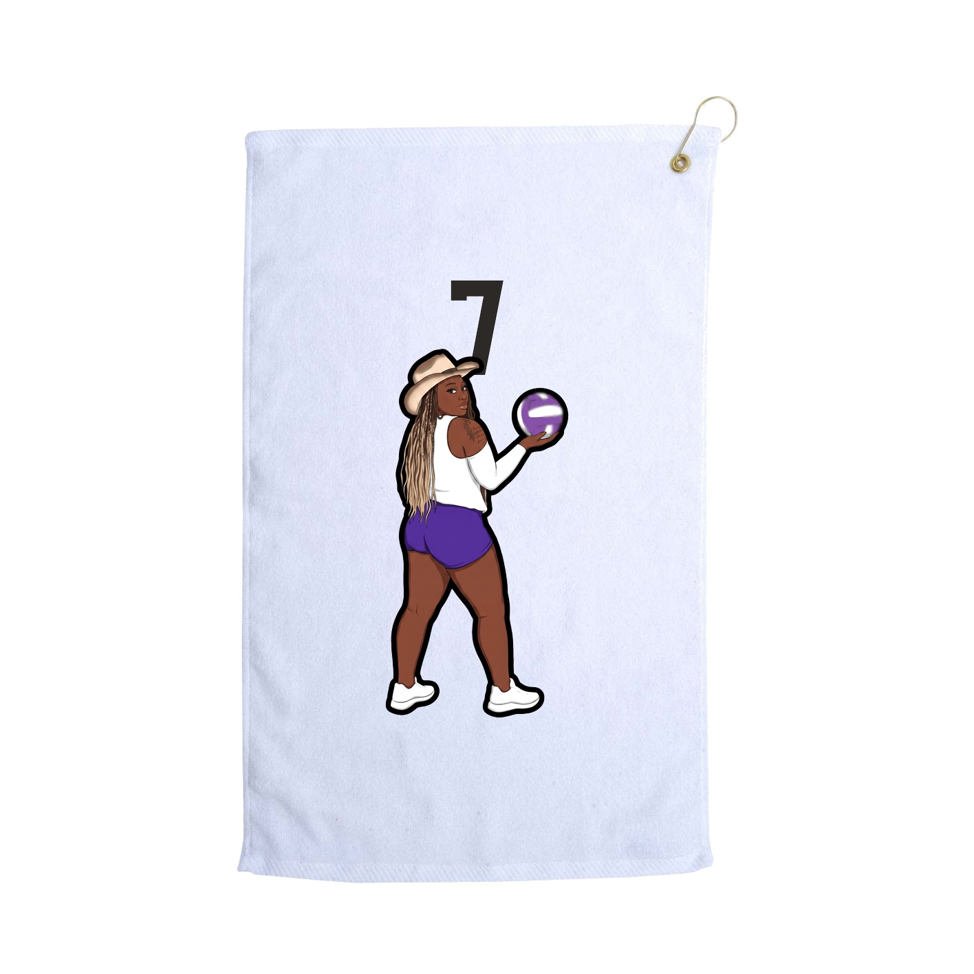 Golf Towel — Number Top in White