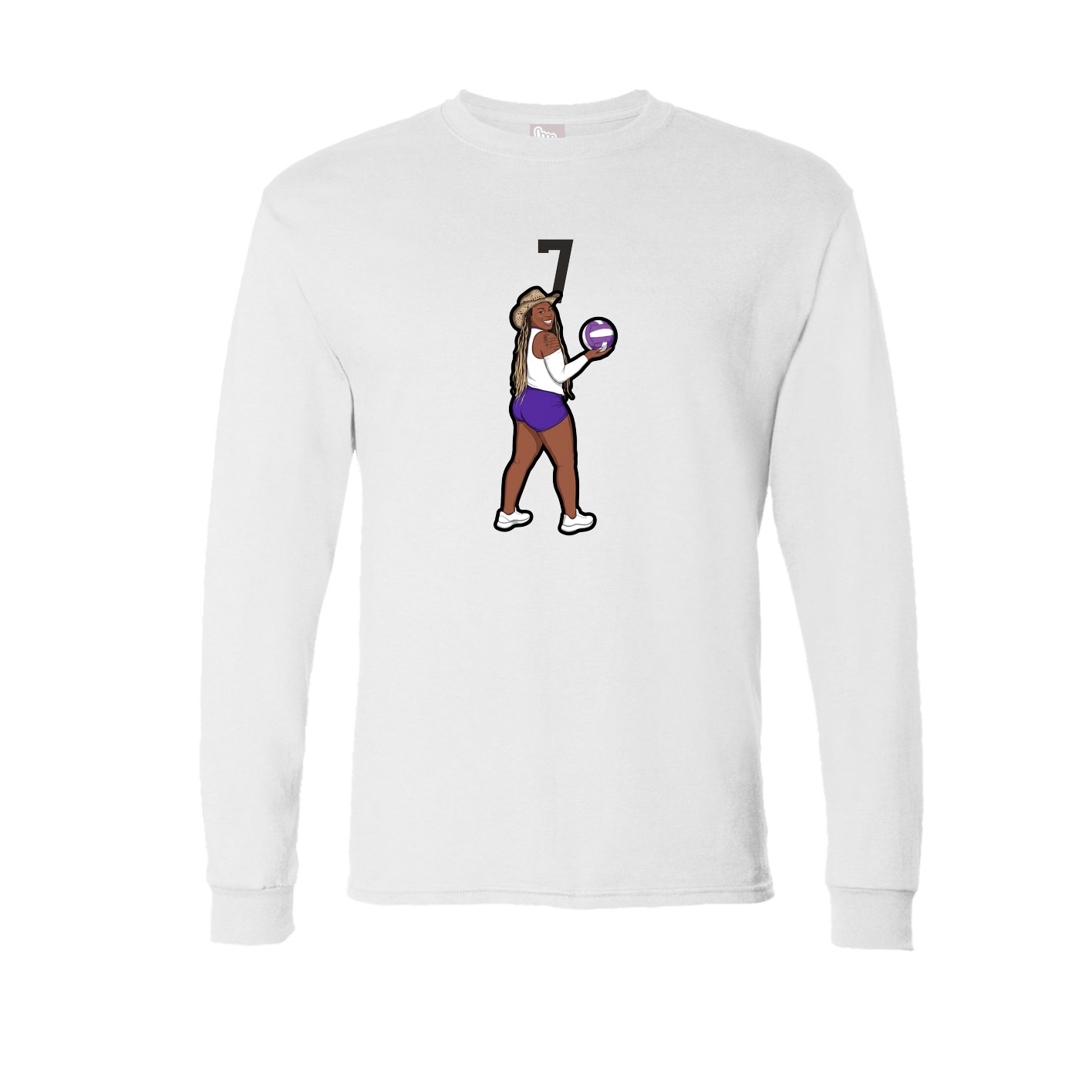 Long Sleeve Tee — Number Top in White