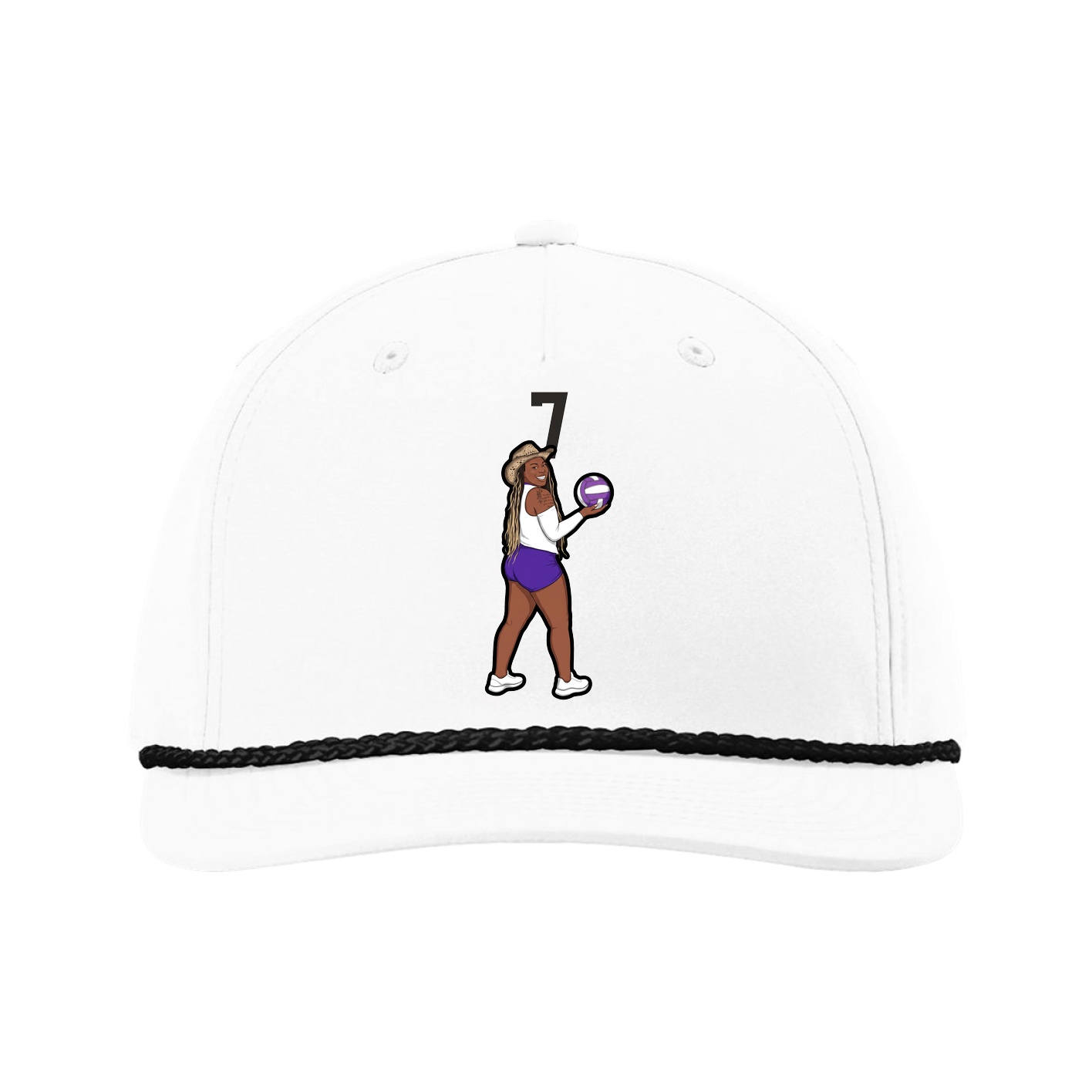 Five-Panel Classic Rope Cap — Number Top in White