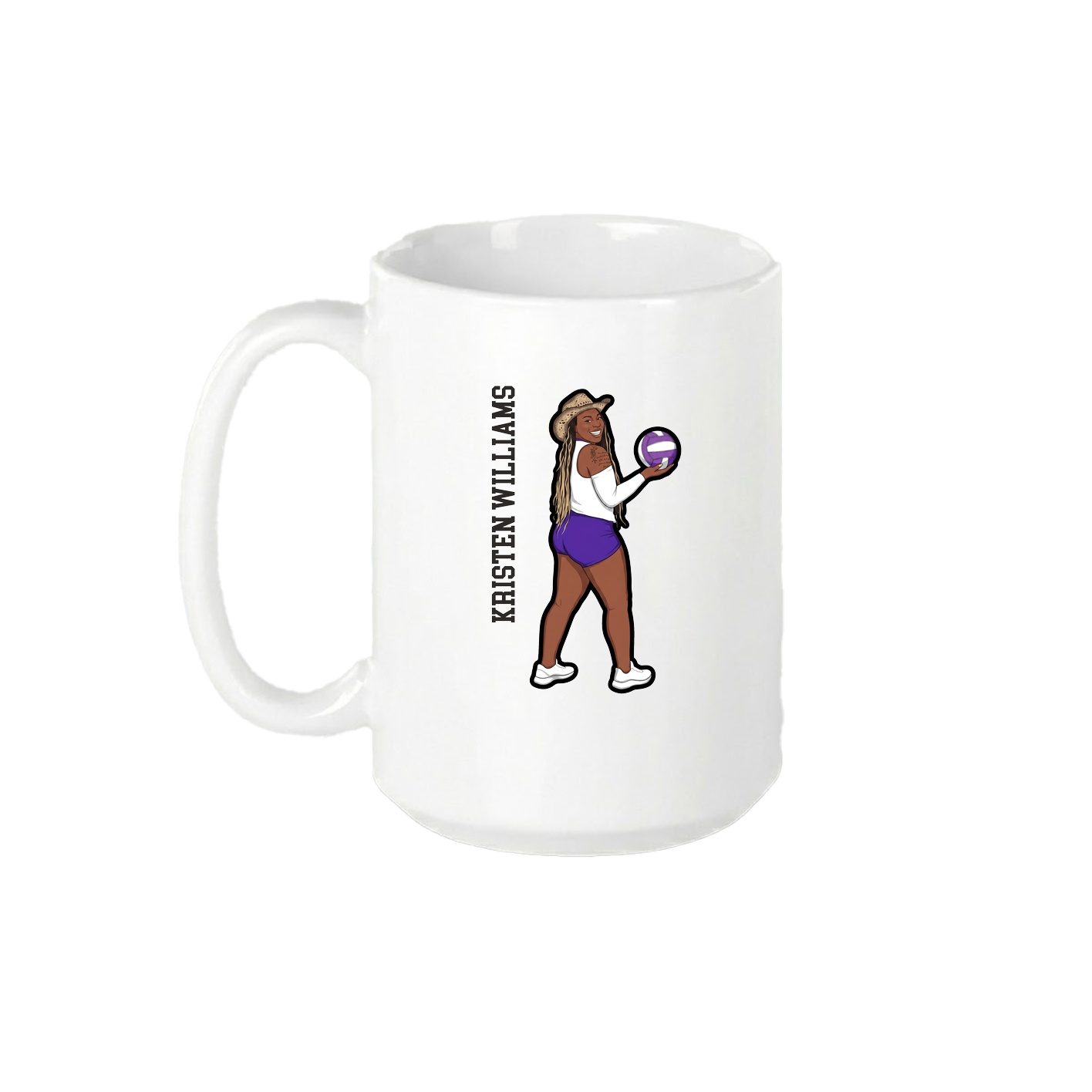 15oz Coffee Mug — Name Vertical in White
