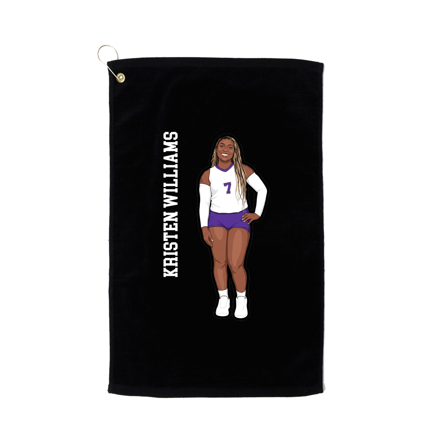 Golf Towel — Name Vertical in Black