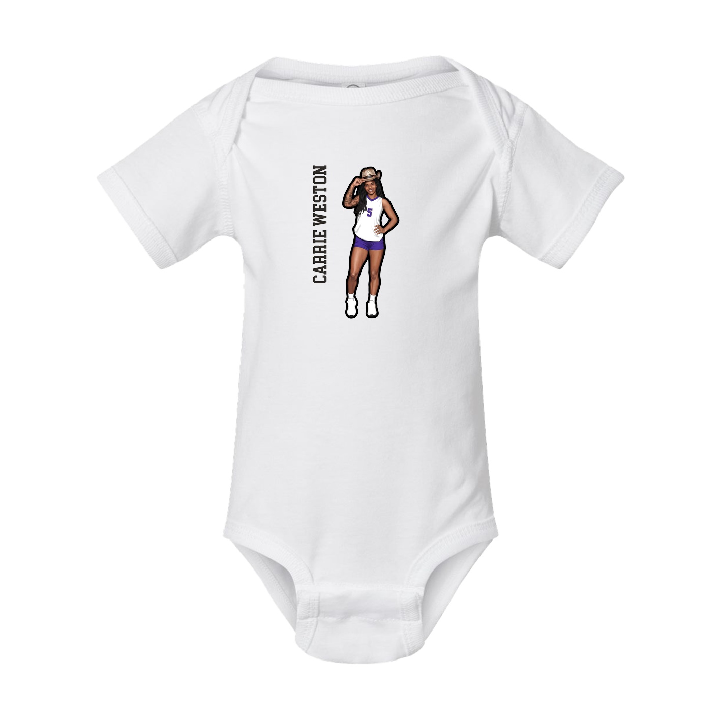 Baby Onesie — Name Vertical in White