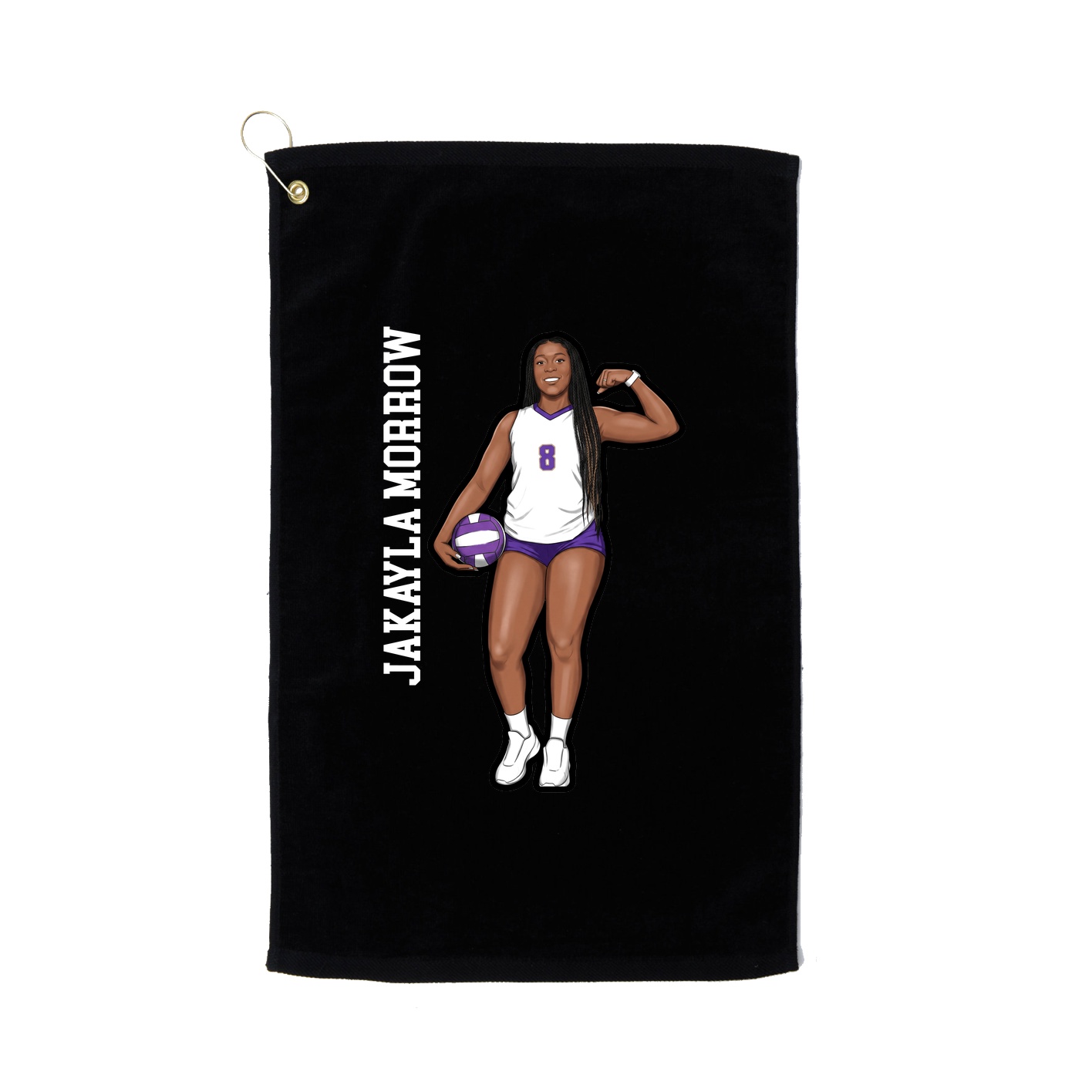 Golf Towel — Name Vertical in Black