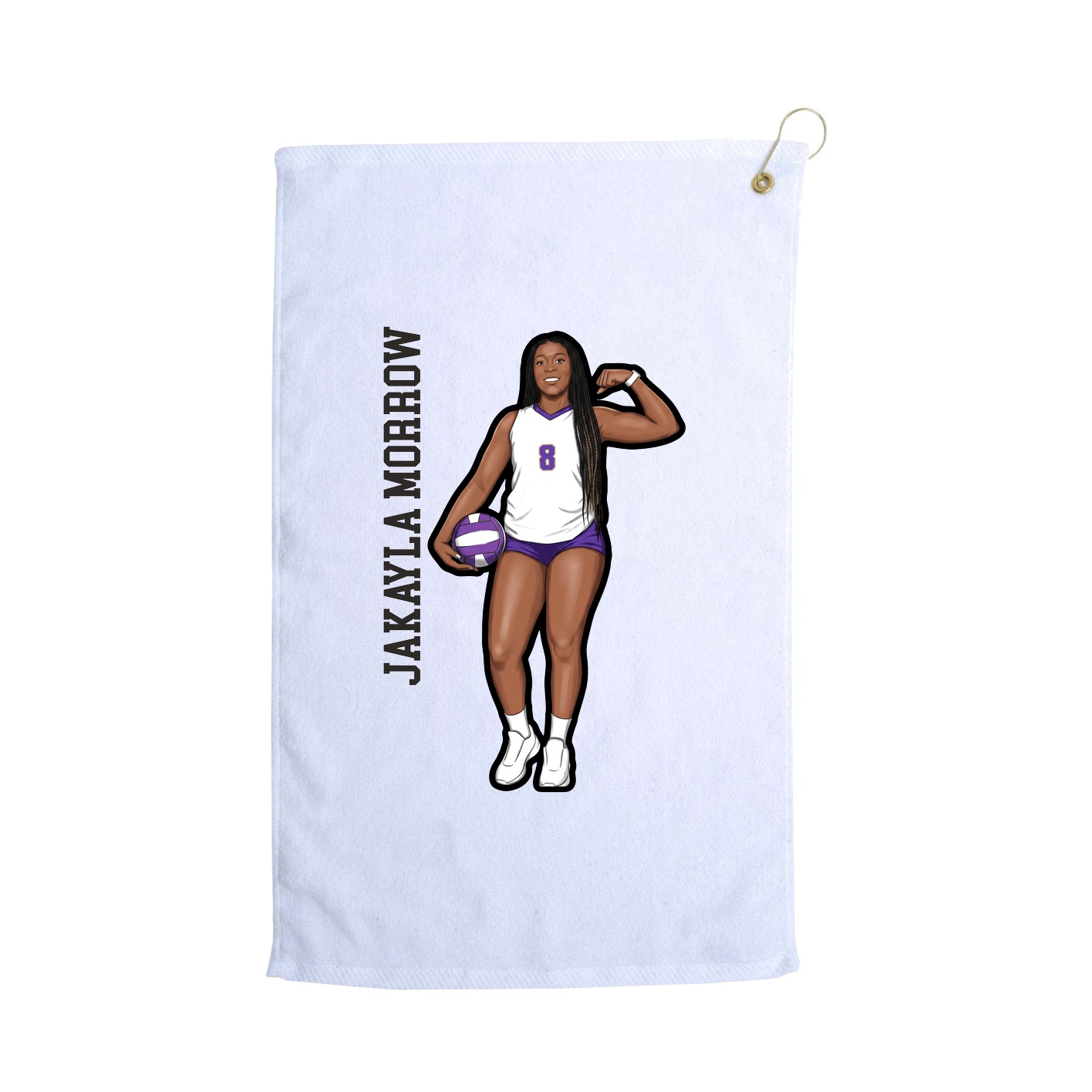 Golf Towel — Name Vertical in White