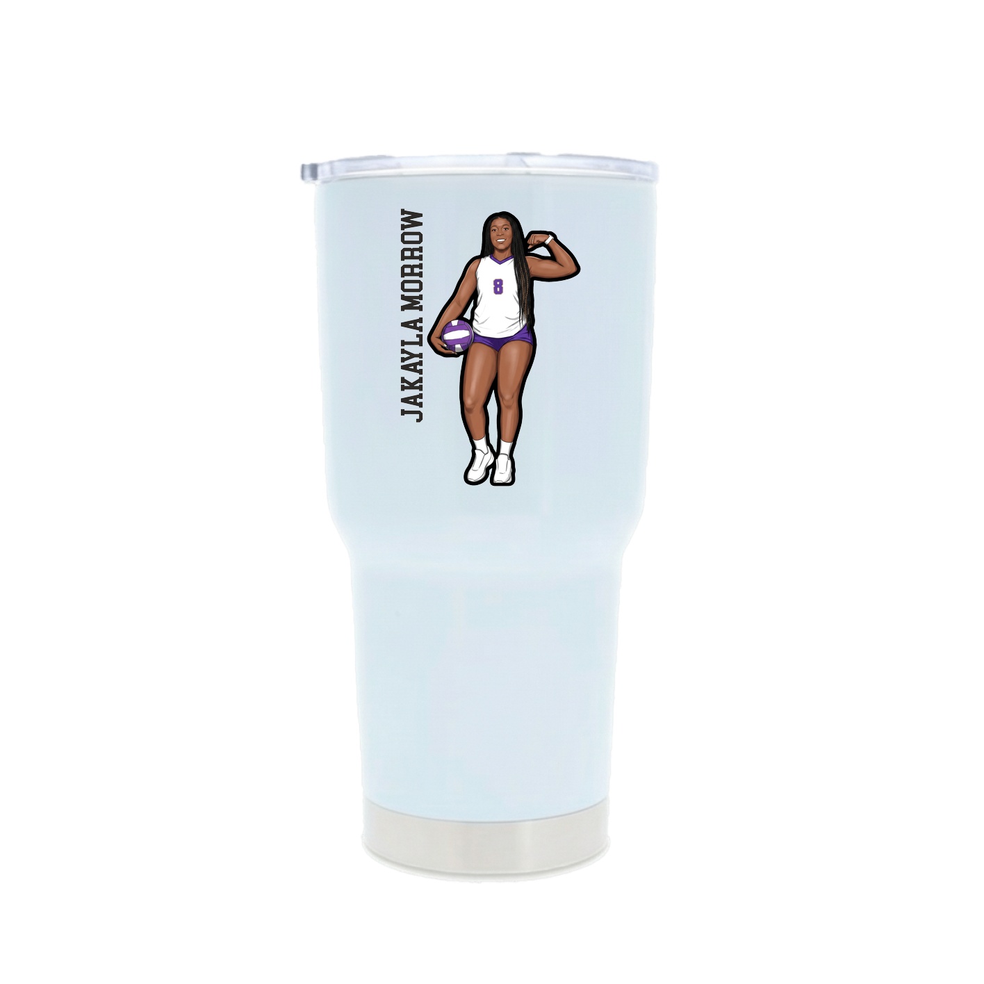 30oz Stainless Steel Tumbler — Name Vertical in White