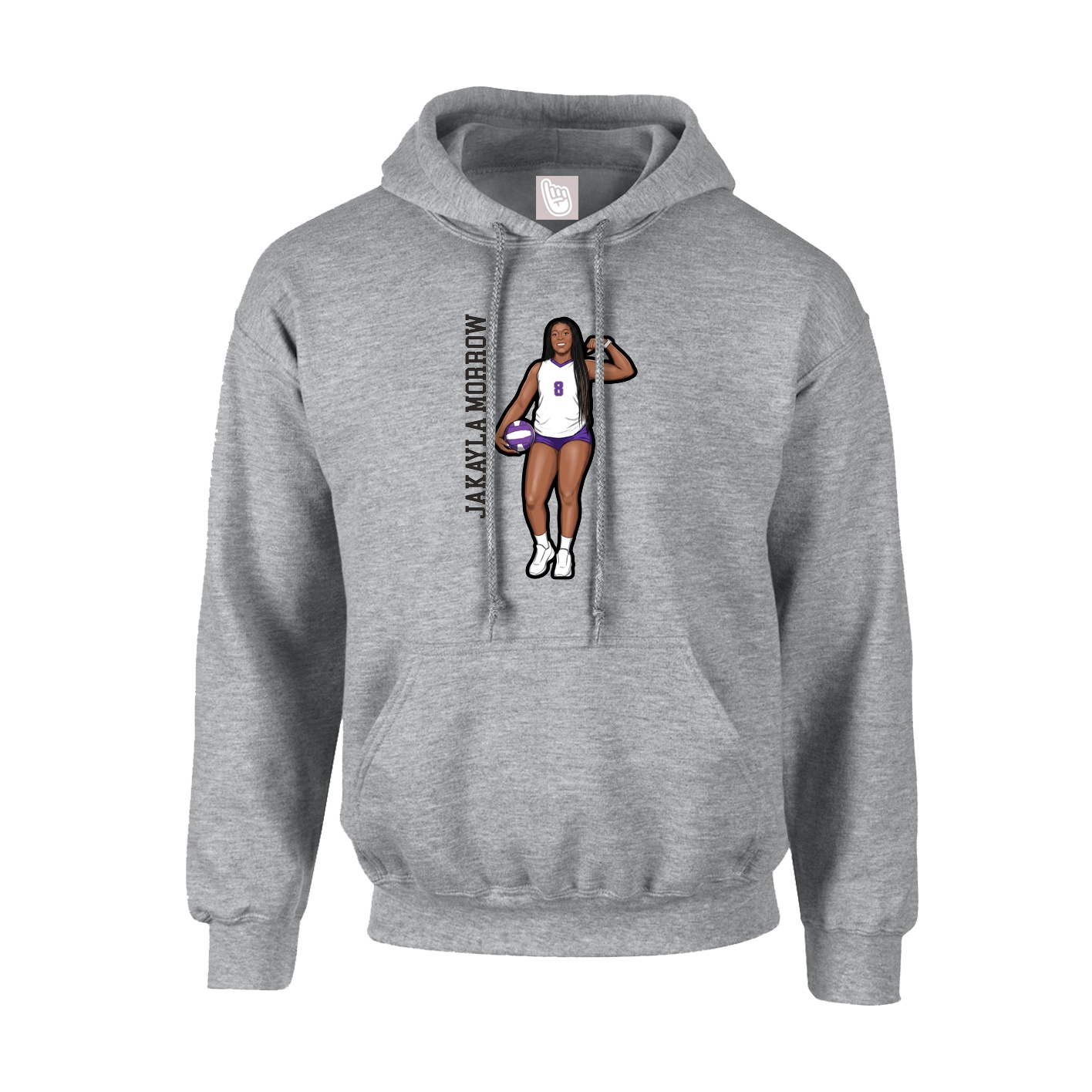Youth Hoodie — Name Vertical in Grey