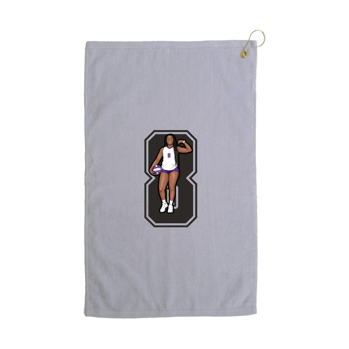 Golf Towel — Number in Grey