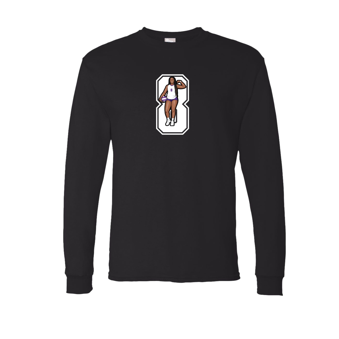 Long Sleeve Tee — Number in Black