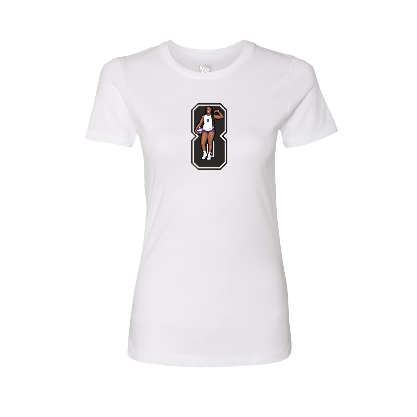 Fitted Women's Tee — Number in White