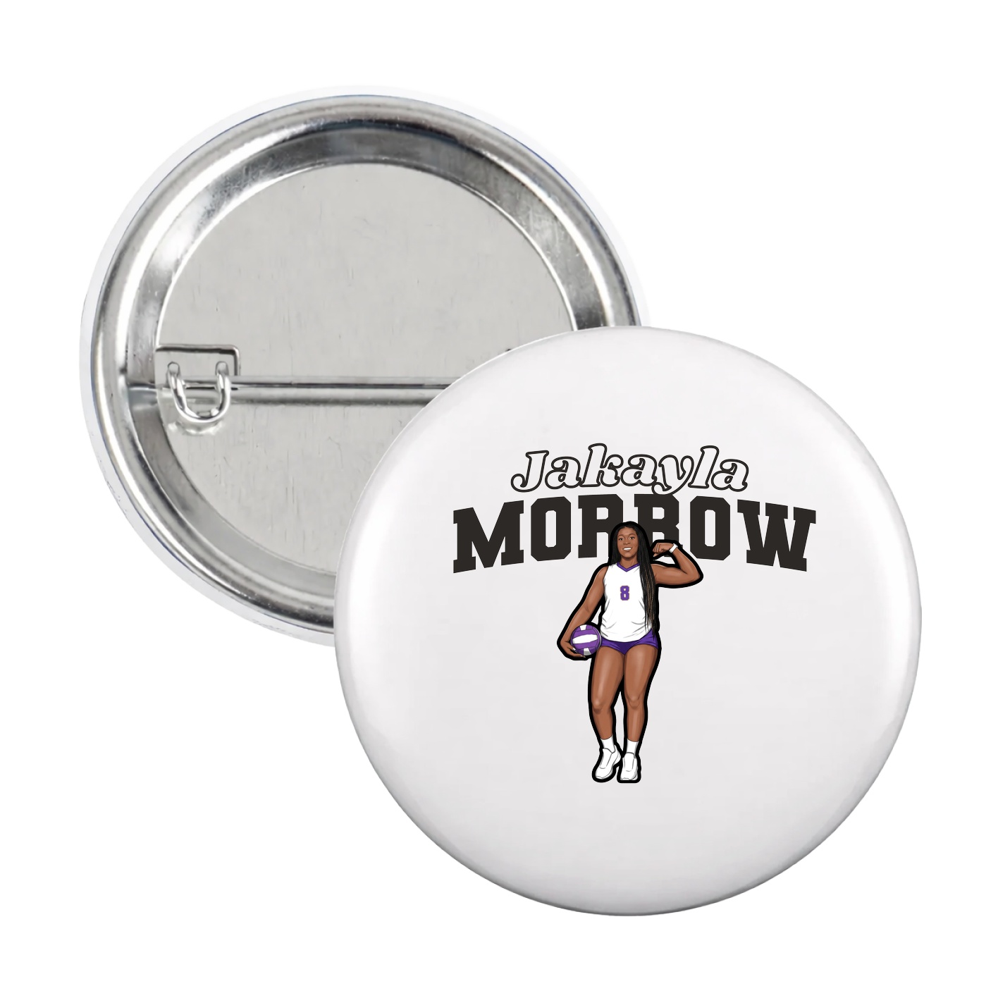 Game Day Button — Name Arch in White