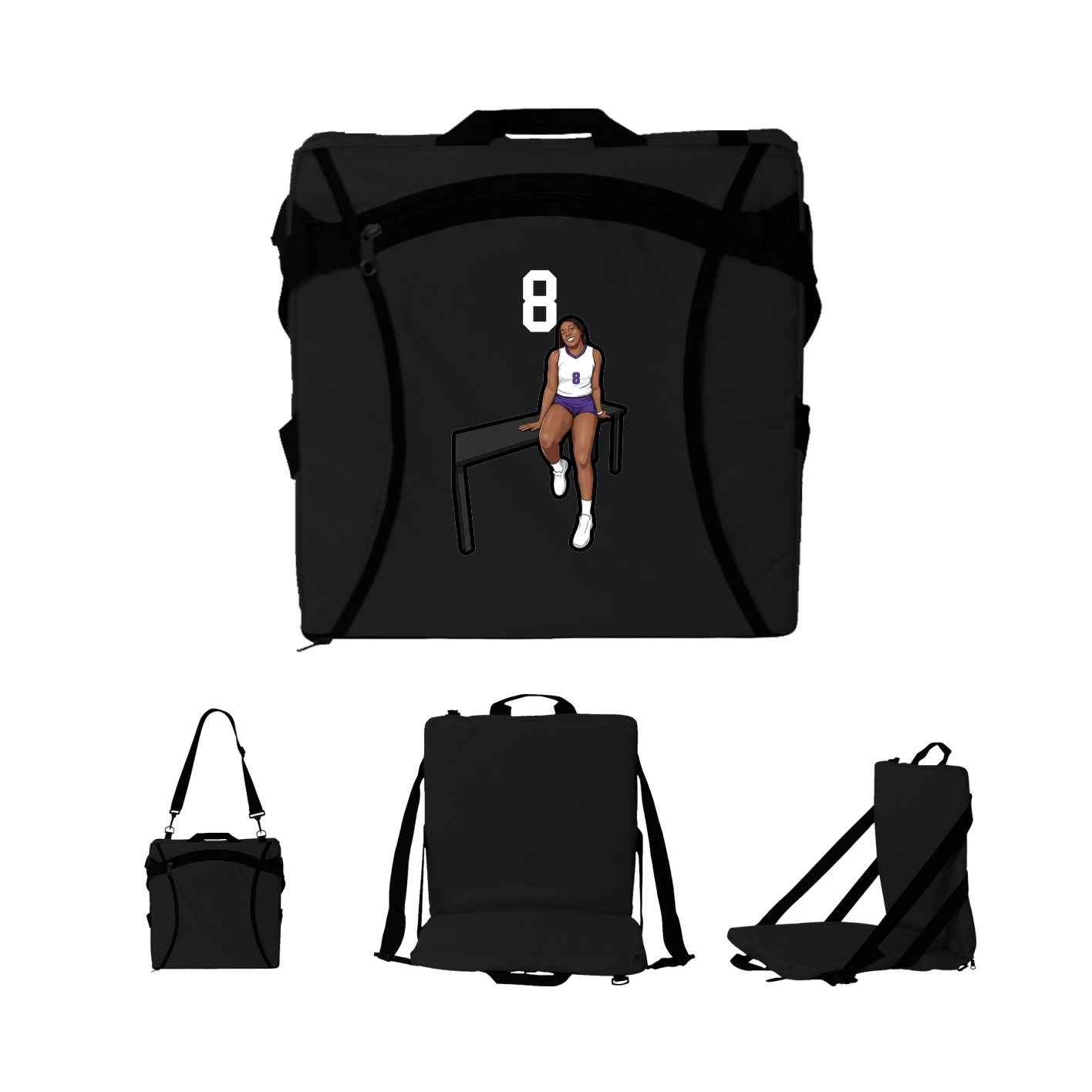 Folding Stadium Seat — Number Top in Black