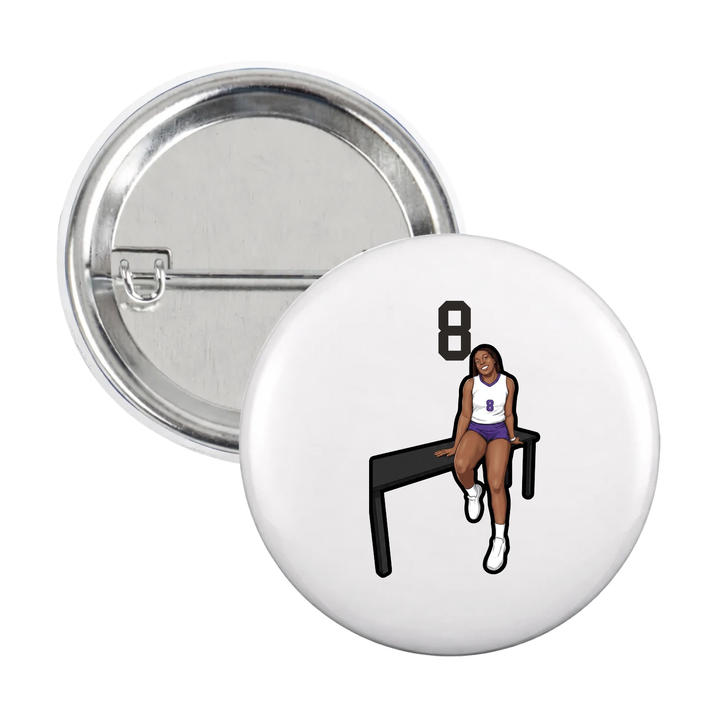 Game Day Button — Number Top in White