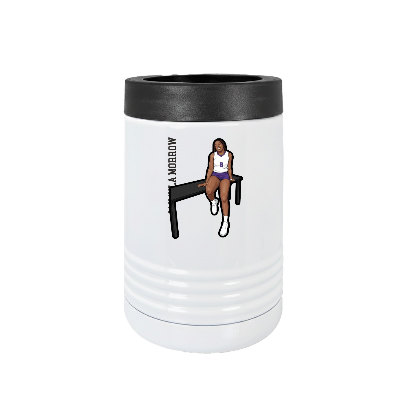 Beverage Holder — Name Vertical in White