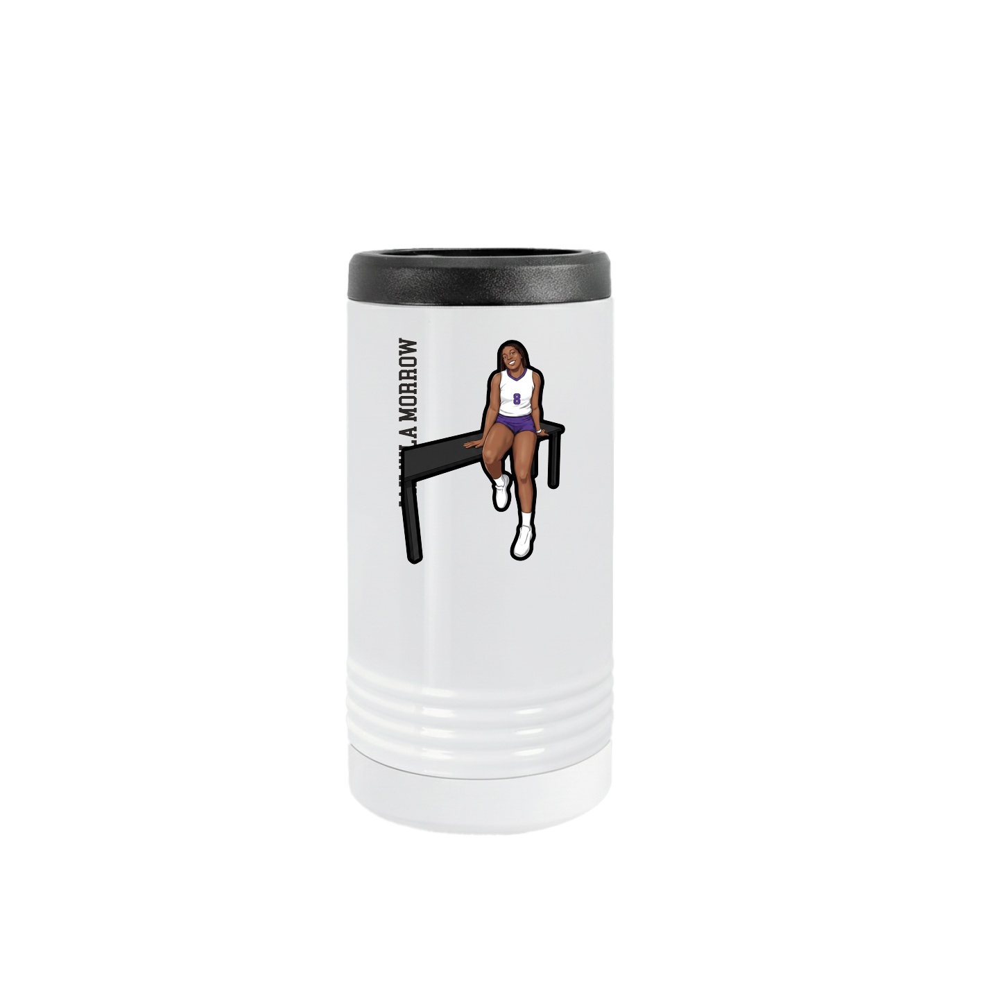 Slim Beverage Holder — Name Vertical in White