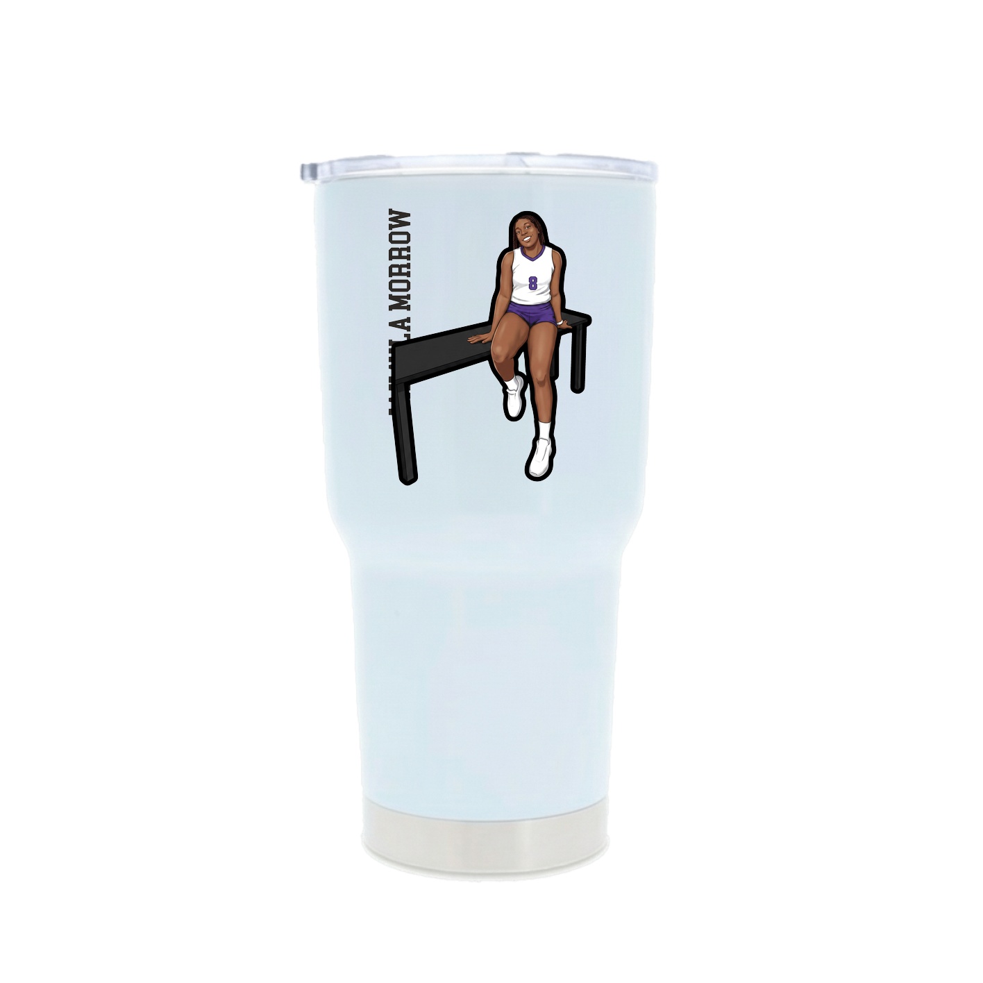30oz Stainless Steel Tumbler — Name Vertical in White