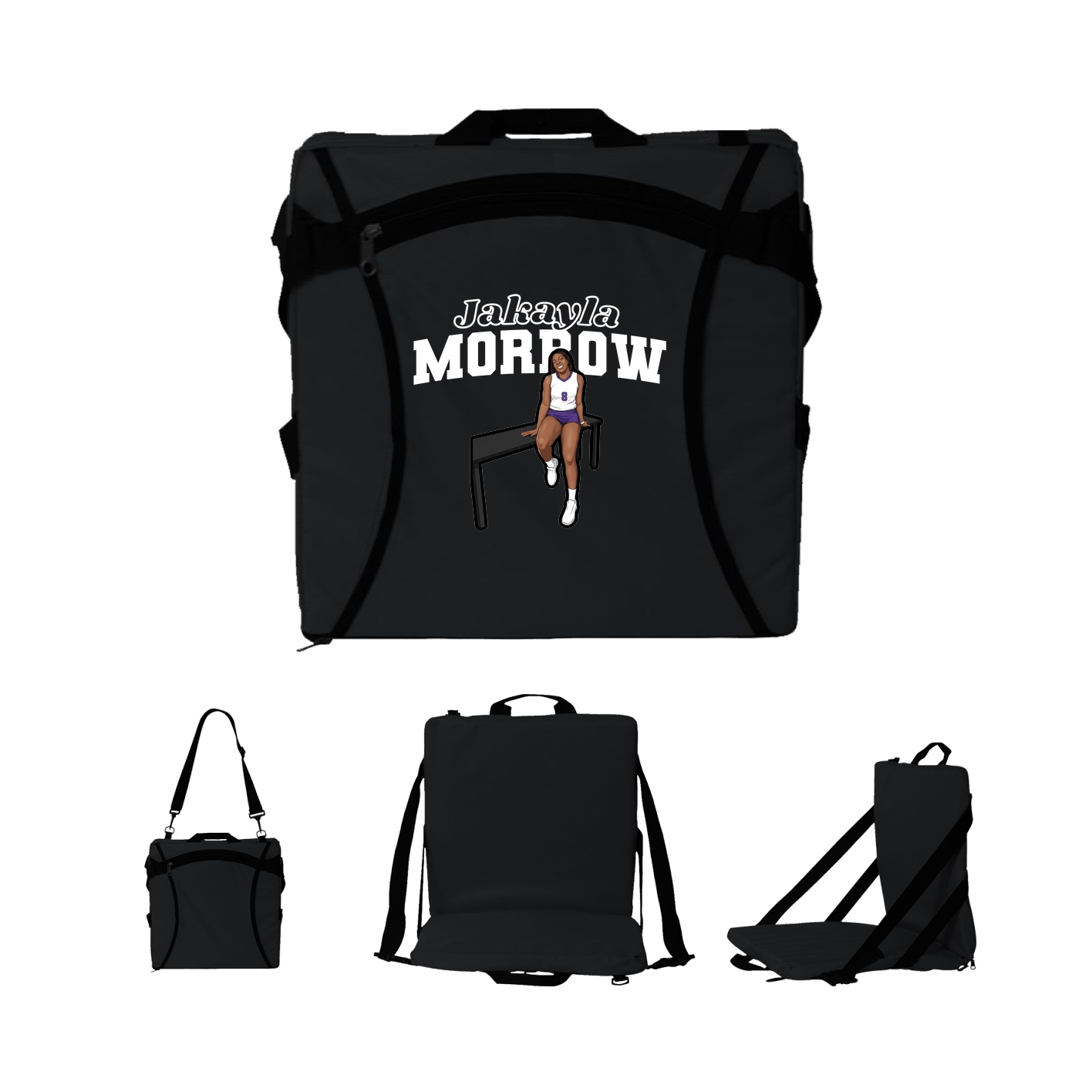 Folding Stadium Seat — Name Arch in Black