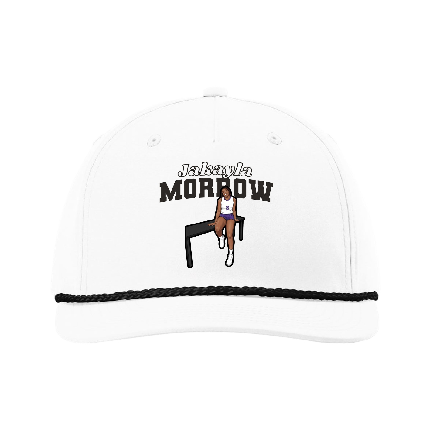 Five-Panel Classic Rope Cap — Name Arch in White