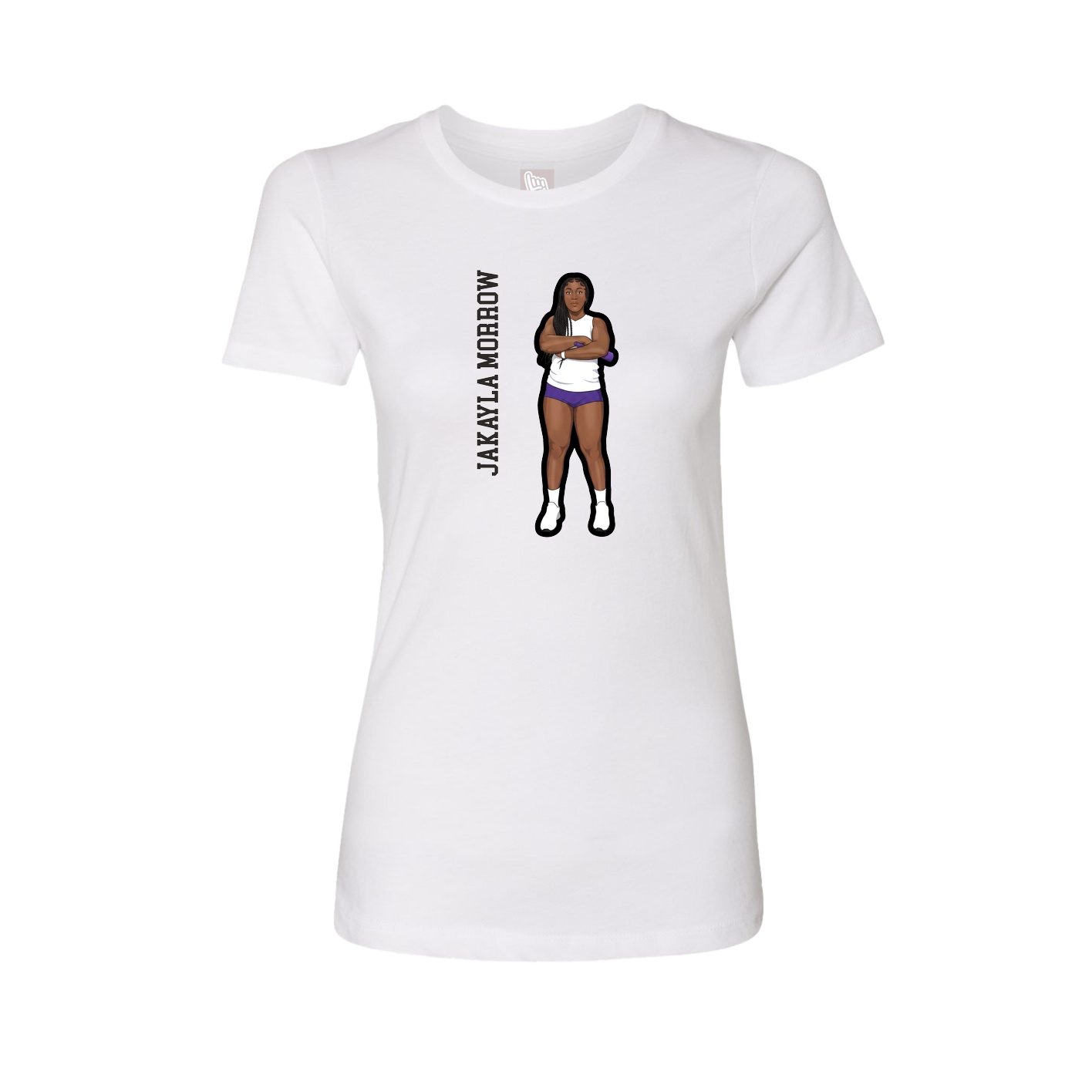 Womens Tee — Name Vertical in White