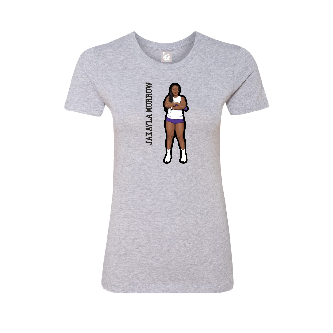 Womens Tee — Name Vertical in Grey