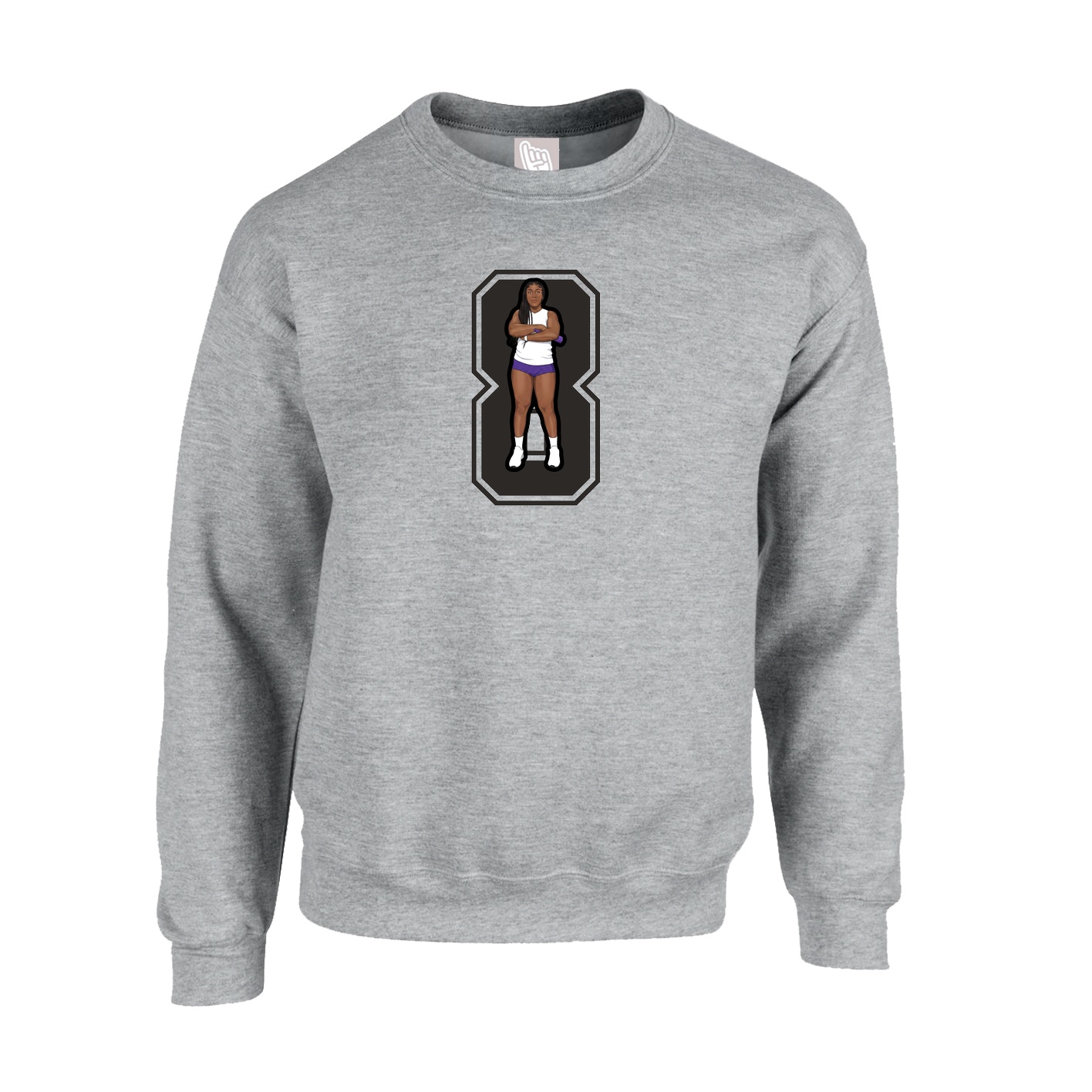 Fleece Crew — Number in Grey