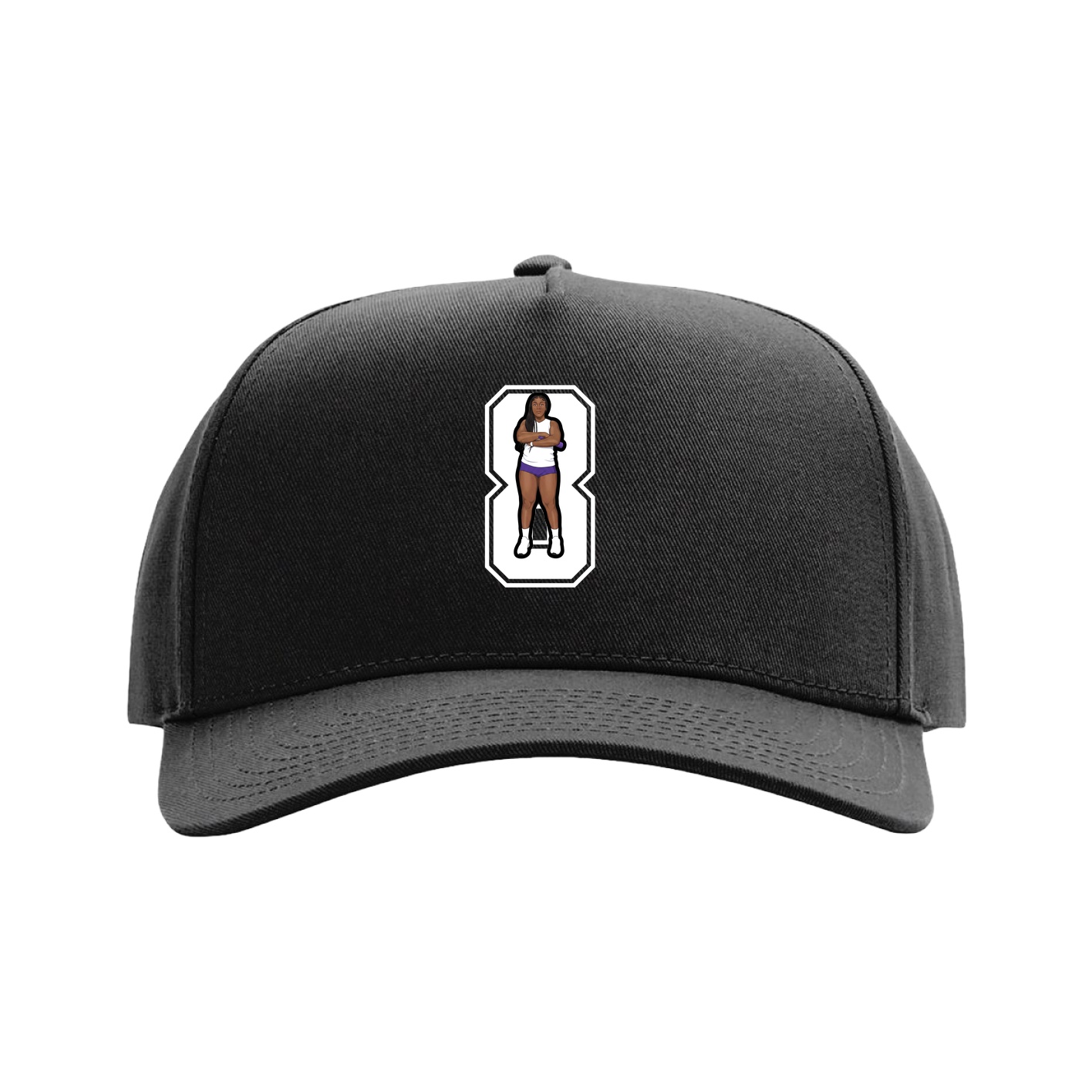 Full Fabric Five-Panel Champ Cap — Number in Black