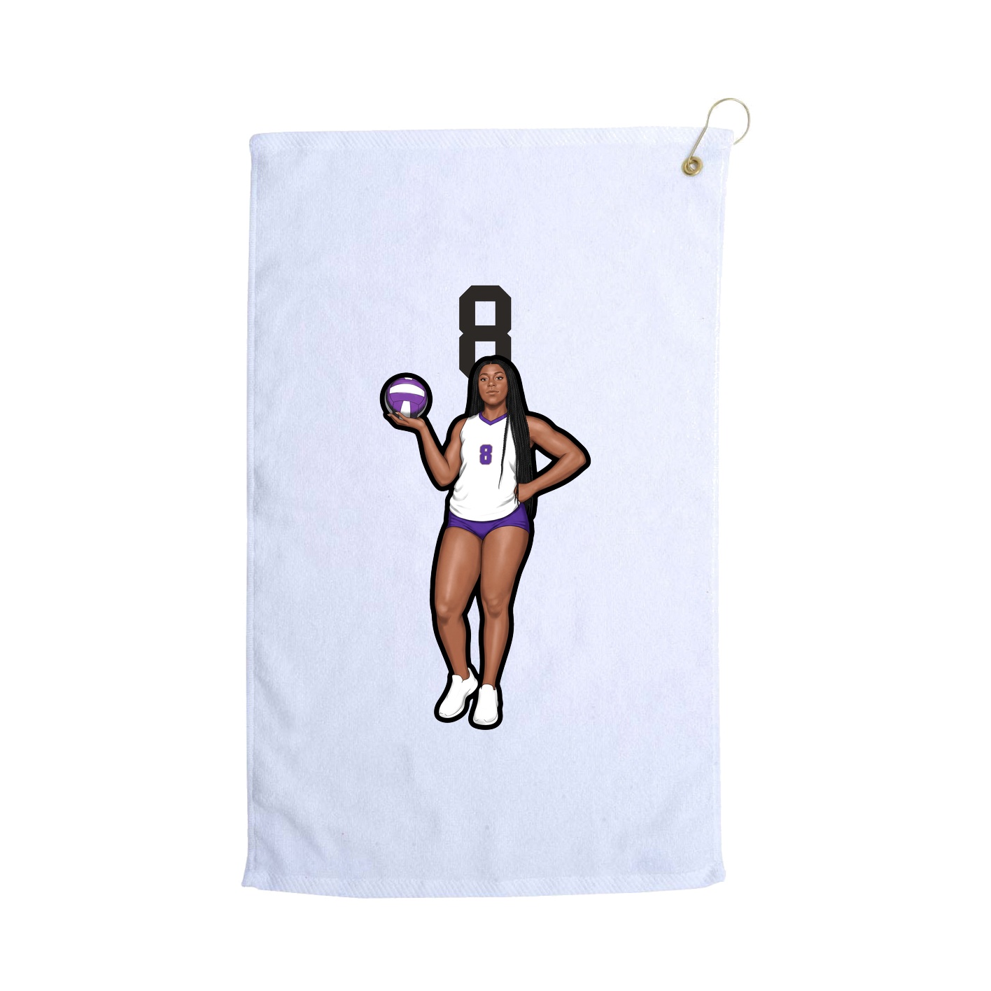 Golf Towel — Number Top in White