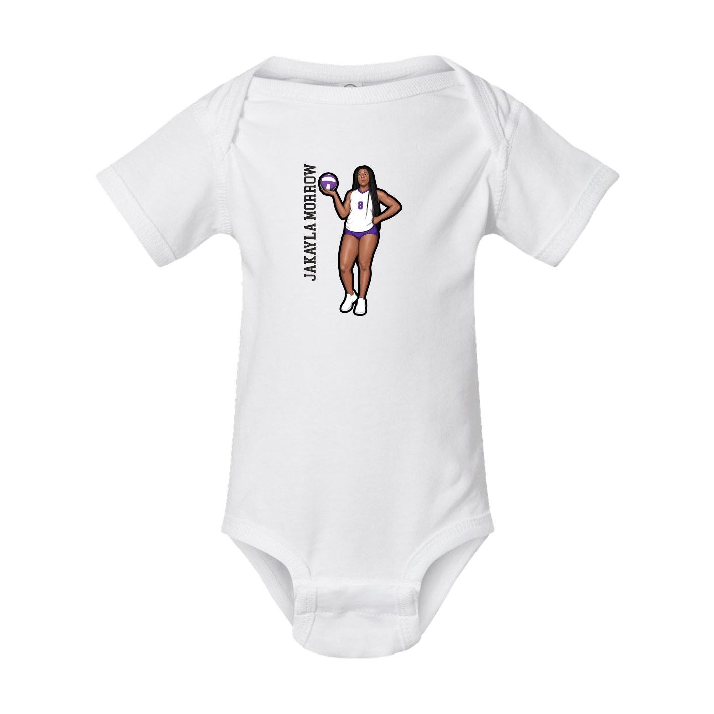 Baby Onesie — Name Vertical in White