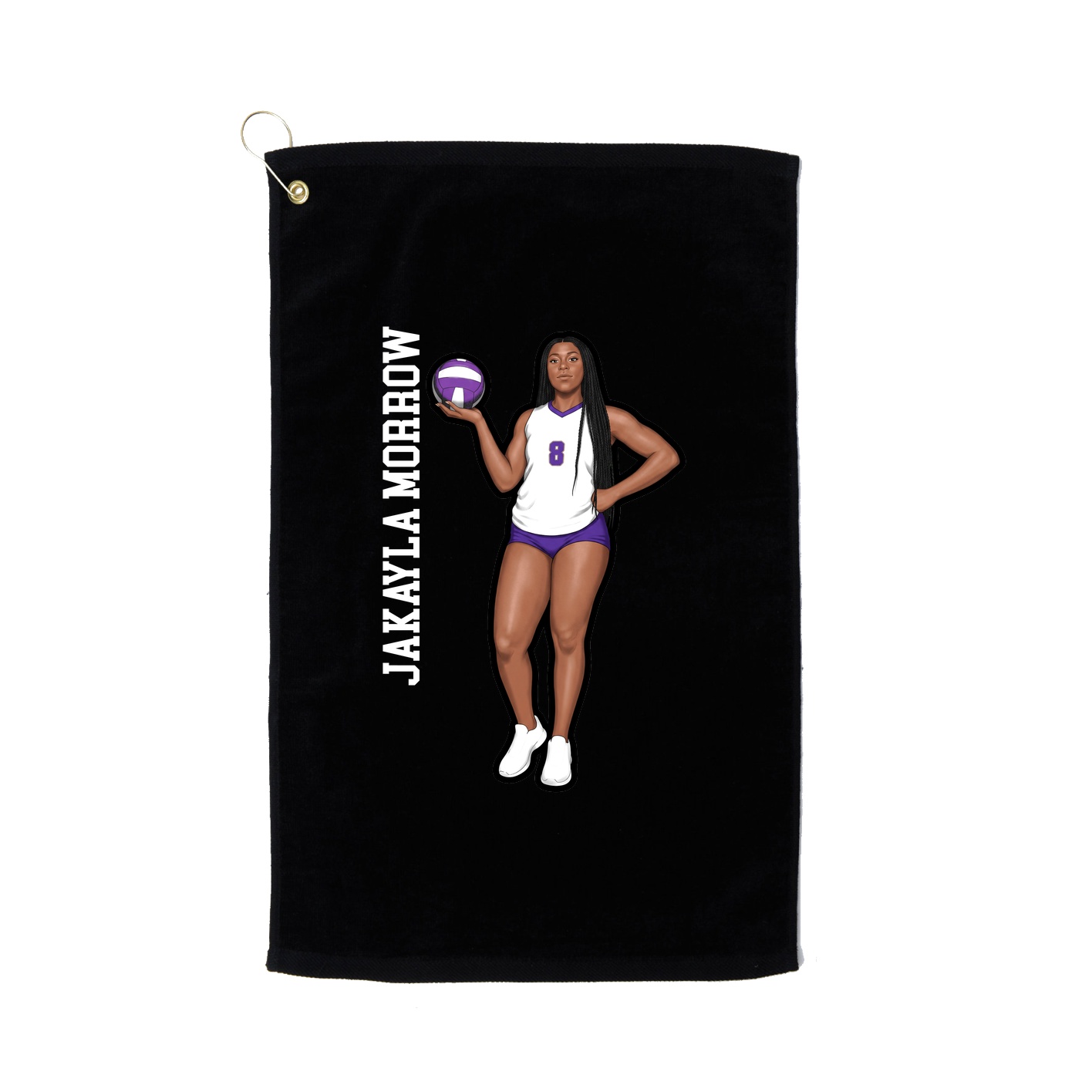 Golf Towel — Name Vertical in Black