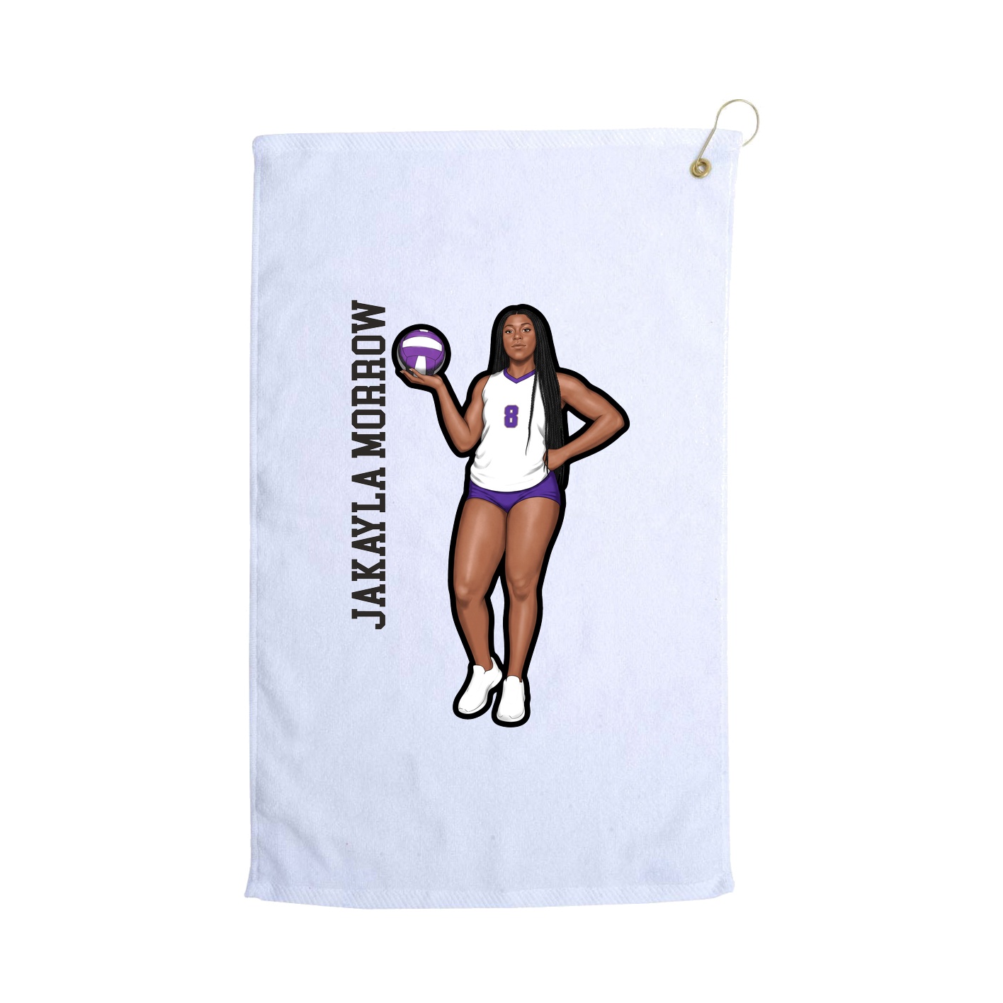 Golf Towel — Name Vertical in White